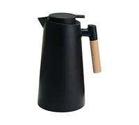 Jarra térmica de café de 1 litro, de doble pared al vacío, con mango de madera, termo con mango de madera, termo aislado, jarra de té que mantiene el calor y el frío