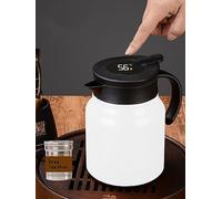 Jarra térmica de café de 34 onzas con infusor de tétermo inteligente de doble pared al vacío con pantalla LED, jarra de té de acero inoxidable, olla de té, calor de 12 horas y retención de frío las