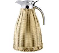 Jarra térmica de café de acero inoxidable, calor de 12 horas y retención de frío de 24 horas, cuerpo de ratán tejido, 1.5 litros/50 onzas, doble pared al vacío asegurada (color: beige)