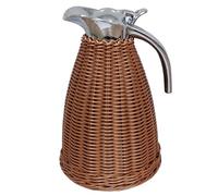 Jarra Térmica De Café De Acero Inoxidable, Jarra Térmica De Ratán, 1,5 Litros/50 Onzas Con Aislamiento Al Vacío De Doble Pared, 12 Horas De Calor Y 24 Horas De Retención De Frío(Color:Café)