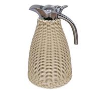 Jarra Térmica De Café De Acero Inoxidable, Jarra Térmica De Ratán, 1,5 Litros/50 Onzas Con Aislamiento Al Vacío De Doble Pared, 12 Horas De Calor Y 24 Horas De Retención De Frío(Color:Beige)