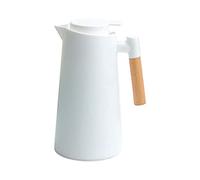 Jarra térmica de café de doble pared al vacío de 1 litro, jarra térmica con mango de madera, hervidor de agua, jarra de té aislada para mantener el calor y el frío