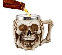 Jarra vikinga de cerveza de acero inoxidable, jarra de cerveza medieval, tazas, copas, jarra de calavera, varios estilos, para café, cerveza, bebidas, etc., para hombre y mujer (H)