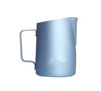 Jarras para Espumar leche Copa de flores acero inoxidable taza espuma leche en relieve Barista del arte latte(Azul,10.5x8cm)