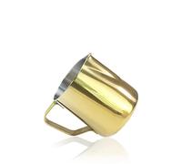 Jarras para Espumar leche Punta de café acero inoxidable flores Capuchino Cappuccino Milk maceta Barista del arte latte(Gold,9x7.7x7.4cm)