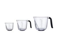 Jarrillas medidoras universales en ángulo KitchenAid, juego de 3 jarras de plástico para cocinar y hornear, negras, con medidas de 250 ml, 500 ml y 1000 ml.