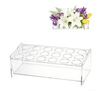 Jarrón acrílico transparente, centro de mesa rectangular con 12 agujeros para decoración de mesa de boda, 12 x 4.7 x 3 pulgadas