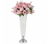 Jarrón alto de cristal grabado para arreglos florales de centro de mesa, perfecto para bodas, aniversarios, decoración del hogar y exhibición de fiestas