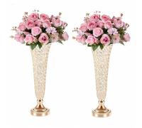 Jarrón alto de cristal grabado para arreglos florales de centro de mesa, perfecto para bodas, aniversarios, decoración del hogar y exhibición de fiestas