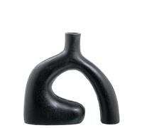 JARRÓN ALUMINIO 25CM NEGRO RUGOSO_26X7X25CM