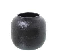 JARRÓN ALUMINIO TALLADO NEGRO_°16X14CM