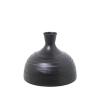 JARRÓN ALUMINIO TALLADO NEGRO_°21X18CM