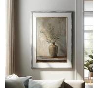 Jarrón antiguo italiano de olivo con hojas verdes, bodegón botánico, pintura al óleo sobre lienzo, póster, arte de pared, imágenes para decoración del hogar (30 x 50 cm/sin marco)