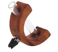 Jarrón Automático de Cristal Clip para Ventilación de Coche | Difusor Aromas, Madera y Vidrio en Tono Café, Decoración para Interior al Conducir, Estilo Discreto