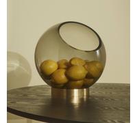 Jarrón AYTM Globe, Ø 17 cm, ámbar / dorado, vidrio, acero inoxidable
