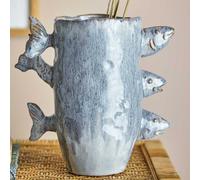 Jarrón Bloomingville TACE Azul Cerámica PECES 23 cm Jarrón De Flores