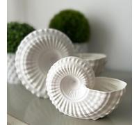 Jarrón Caracola Blanco Impreso en 3D - Diseño Escaneado de Caracola Real - Decoración Costera en Bioplástico Ecológico - Tamaños 18x13 cm y 24x20 cm (18 x 13 cm.)