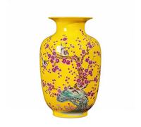 Jarrón Chino De Cerámica con Esmalte Amarillo, Jarrón de Decoración Cultural Tradicional for El Hogar, Sala de Estar/Oficina, Arreglo Floral Y Vitrina(Winter Melon Vase)