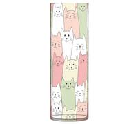 Jarrón cilíndrico decorativo de plástico con diseño de gatos altos para centros de mesa con estampado floral, 11.8 x 3.9 pulgadas