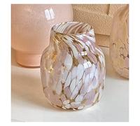 Jarrón con diseño de corazón y lunares cálidos, juego de flores de cristal, decoración de mesa, adecuado para comedor y sala de estar, decoración del hogar (pequeño)