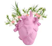 Jarrón con forma de corazón 3D anatómico decorativo de resina de estilo moderno para sala de estar, estantería, comedor, hogar, 6.7 pulgadas (rosa)
