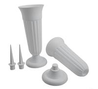 Jarrón conmemorativo de resina PP para rituales de barrido de tumbas - Contenedor de flores funerarias blanco o verde oscuro, 10,6 x 31 cm, jarrón de decoración de tumbas para frescos o (blanco)