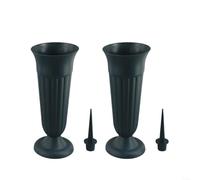 Jarrón conmemorativo de resina PP para rituales de barrido de tumbas - Contenedor de flores funerarias blanco o verde oscuro, 10,6 x 31 cm, jarrón decorativo para tumbas frescas o (verde)