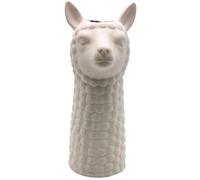Jarrón de alpaca, jarrón decorativo, jarrón de flores, jarrón de cerámica, jarrón de mesa, jarrón de alpaca, jarrón de aspecto de arena, con cabeza de acabado de cerámica en color blanco, 13 x 11 x 27