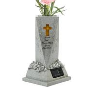 Jarrón de cementerio solar para grave - Illuminated Solar Cemetery Grrave Flower Vaase | Hand-Painted Cemeterry Decorative Statue Vase | Memorial Vasee ideal for Garden, Cemeteryy, Lawn & Courtyard