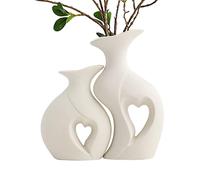 Jarrón de Cerámica,2 Piezas Portarramos en Forma de Corazón | Florero Decorativo Moderno para Flores | para Dormitorio Comedor Oficina Boda Cumpleaños Día de San Valentín