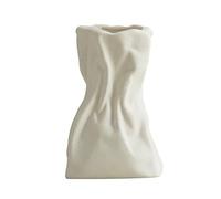 Jarrón de cerámica Artesanal con diseño de Bolsa de Papel Arrugado - el Accesorio Elegante para una decoración Floral Chic