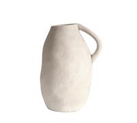 Jarrón de cerámica blanca con asa, cerámica grande de terracota bohemia de 10 pulgadas de alto, jarrones decorativos rústicos de granja para centros de mesa, cerámica texturizada única para flores,