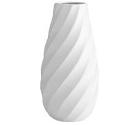 Jarrón de cerámica Blanca con diseño Espiral Texturizado, Estilo Moderno Minimalista y nórdico, Ideal para decoración de hogar, salón u Oficina, Pampas, Flores secas o Frescas - 25 cm