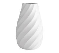 Jarrón de cerámica Blanca con diseño Espiral Texturizado, Estilo Moderno Minimalista y nórdico, Ideal para decoración de hogar, salón u Oficina, Pampas, Flores secas o Frescas - 20 cm