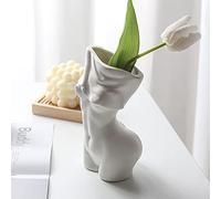 Jarrón de cerámica Blanca para Cuerpo Femenino, Moderno jarrón escultural de 19,5 cm, Elegante decoración del hogar para Mesa, Estante de Oficina, Mujeres