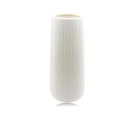 Jarrón de cerámica, blanco, para hierba de las pampas, 17,8 cm de alto, acanalado, moderno y bohemio, flores frescas y secas, decoración del hogar, salón, mesa