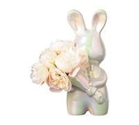 Jarrón de cerámica con diseño de conejo de Pascua para decoración del hogar y la oficina, adornos artificiales de conejo, decoración de Pascua, decoración moderna para sala de estar y estantes, regalo