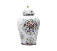 Jarrón de cerámica con Forma de Jengibre, Moderno jarrón de Porcelana esmaltada China con Tapa, Bote para té, Ideal para Decorar el hogar, Dormitorio, Sala de Estar, Mesa de Centro, L (L)