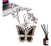 Jarrón de cerámica de mariposa, soporte para flores de 4,72 pulgadas, maceta artística de escultura, esmaltada suave con detalles elegantes, decoración de mesa de granja para salón, arreglo de boda