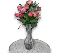 Jarrón de Cerámica Decorativo - Florero Blanco Estilo Mármol | Jarrones Decorativos Modernos para Centro de Mesa, Salón y Decoración del Hogar - Jarron para Flores (Gris, 15cm)