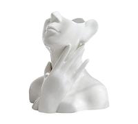 Jarrón de cerámica, jarrón blanco para decoración, forma femenina, medio cuerpo, busto, minimalismo, decorativo, moderno, estilo nórdico (C)