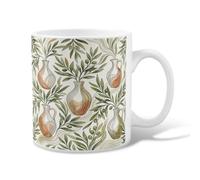 Jarrón de cerámica para café, diseño botánico de hojas naturales de oliva, verde otoñal, taza de té novedosa con asa, ideal para amigos, familiares, compañeros de trabajo, amantes de la tercera edad