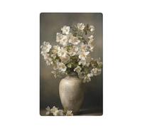 Jarrón de cerámica vintage con flores blancas, placa de pared en blanco, cubierta decorativa para interruptor de luz, 1 banda para cocina, baño, tamaño 11,4 x 7 cm