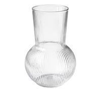 Jarrón de cristal acanalado Ledoir Essentials de 17 cm de alto, moderno jarrón de cristal transparente adecuado para decoración del hogar, interior, flores, jarrones, decoración, envuelto en regalo