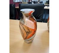 Jarrón de Cristal Ahumado - Naranja, Negro y Blanco - Cristal Tintado - Altura 33 cm - Florero Impermeable