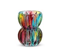 Jarrón de cristal colorido de 17,5 cm de alto, jarrón con textura única para flores frescas e hidropónicas, moderno centro decorativo para mesa de comedor, mesa de café y decoración del hogar