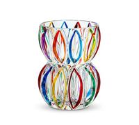 Jarrón de cristal colorido pintado a mano de 6.9 pulgadas de alto, jarrón texturizado único para flores frescas y plantas hidropónicas, centro de mesa decorativo moderno para mesa de comedor, mesa de