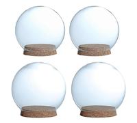 Jarrón de cristal con forma de campana, 4 unidades, con base de madera para conservación de flores