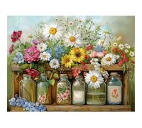 Jarrón de Cristal con Forma de Rosa Margarita Puzle de 700 Piezas 52x38 cm - Rompecabezas DIY Pintura, Entretenimiento Creativo Adultos Mayores de 14 años Decoración del Hogar