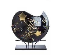 Jarrón de Cristal con luz Brillante, Color Azul, Pintado a Mano, Cristal, Altura 50 cm, jarrón Redondo, decoración